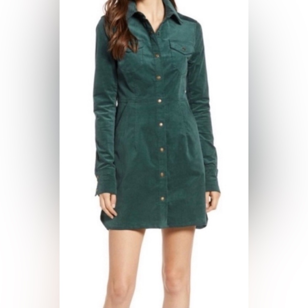 Free People Green Dynamite Corduroy Dress
